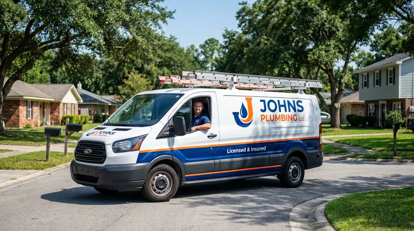 Johns Plumbing LLC service van in Independence, WI